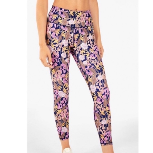 Fabletics Pants - FABLETICS Power hold Navy Blue Jardin Floral High Waist Leggings